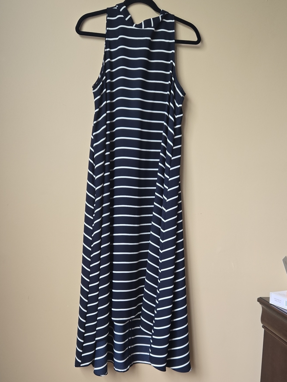 Banana Republic Navy and White Striped High-Low Dress